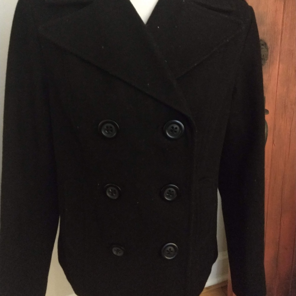 Old Navy Dark Navy Blue Wool Pea Coat